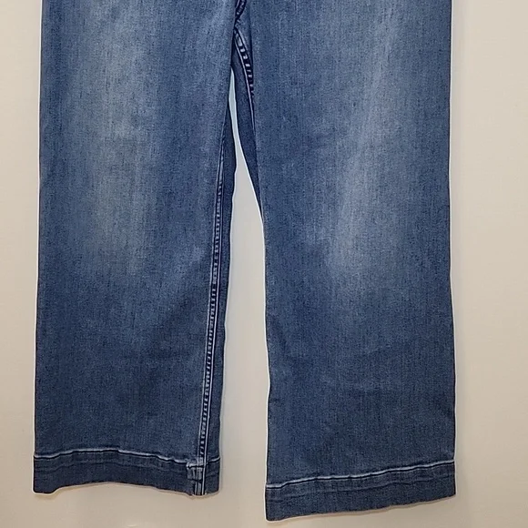 Anthropologie Maeve The Colette Crop High-Rise Wide-Leg Jeans light-to-med Sz 12 - Picture 9 of 16
